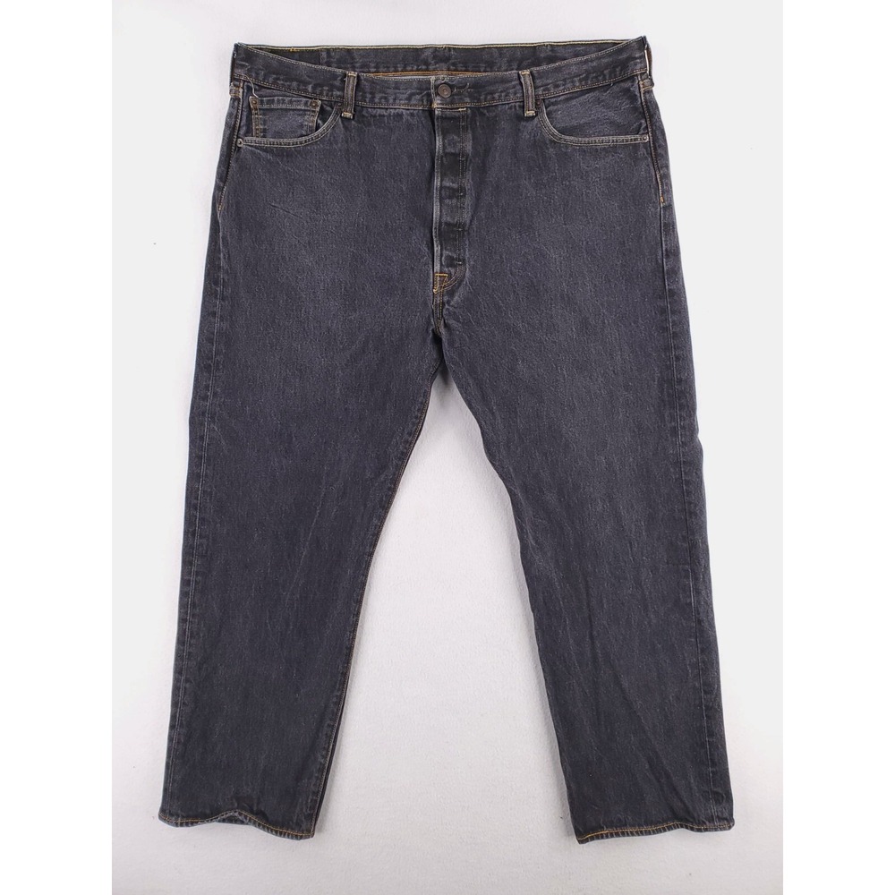 Levis 501 Jeans Mens 44x30* Black Original Straight Button Fly Pants Heavy Denim